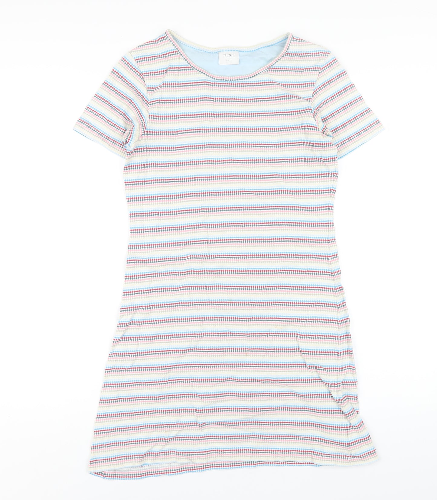 NEXT Womens Multicoloured Striped Cotton A-Line Size 12 Round Neck Pullover