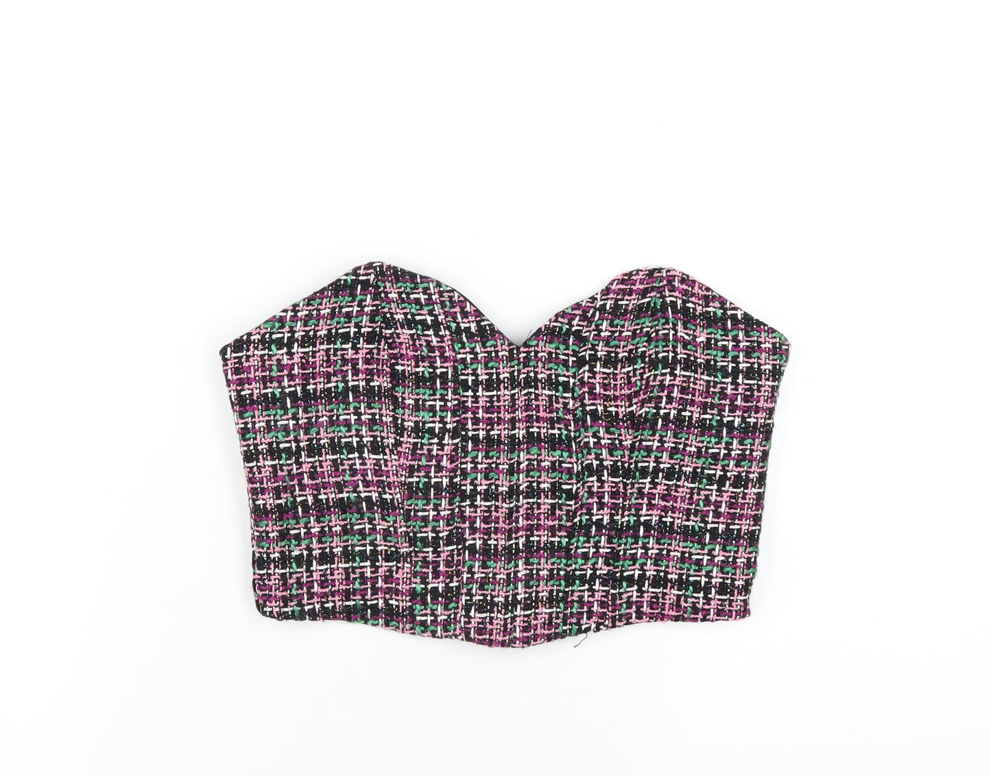 Zara Womens Multicoloured Cotton Cropped T-Shirt Size M Sweetheart