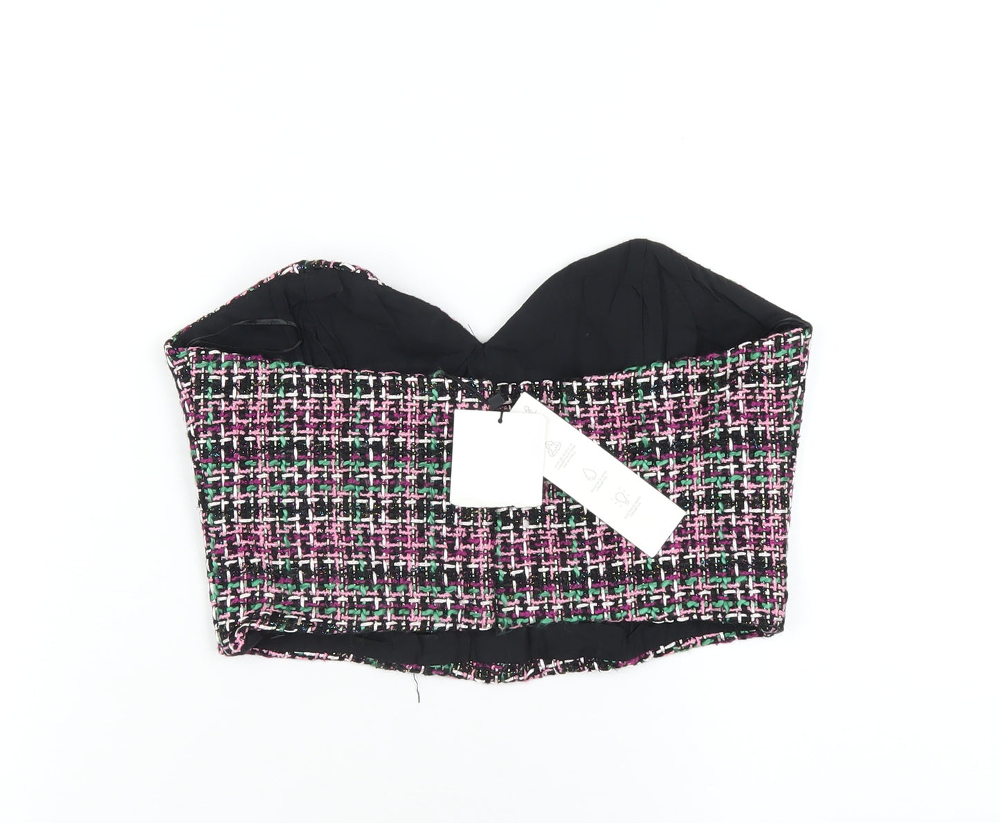 Zara Womens Multicoloured Cotton Cropped T-Shirt Size M Sweetheart