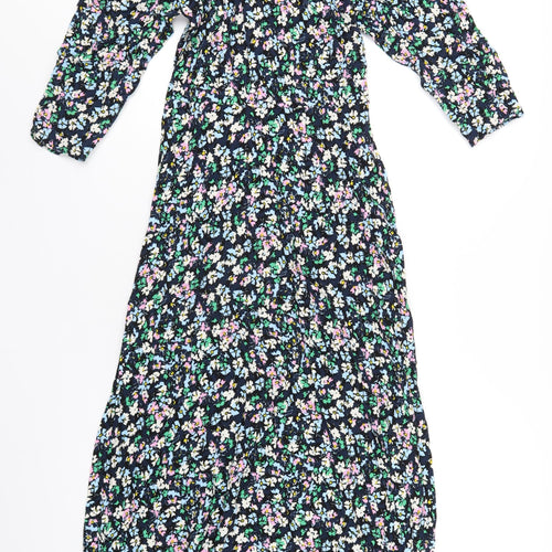 Marks and Spencer Womens Multicoloured Floral Viscose A-Line Size 8 Roll Neck Zip