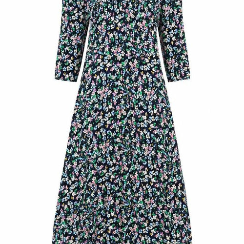 Marks and Spencer Womens Multicoloured Floral Viscose A-Line Size 8 Roll Neck Zip