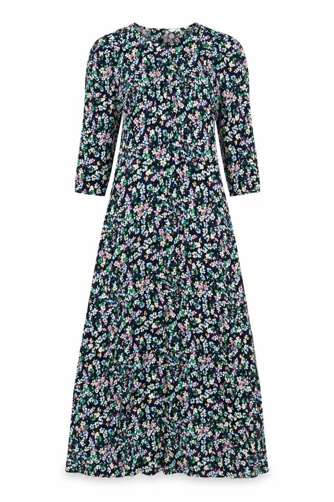 Marks and Spencer Womens Multicoloured Floral Viscose A-Line Size 8 Roll Neck Zip