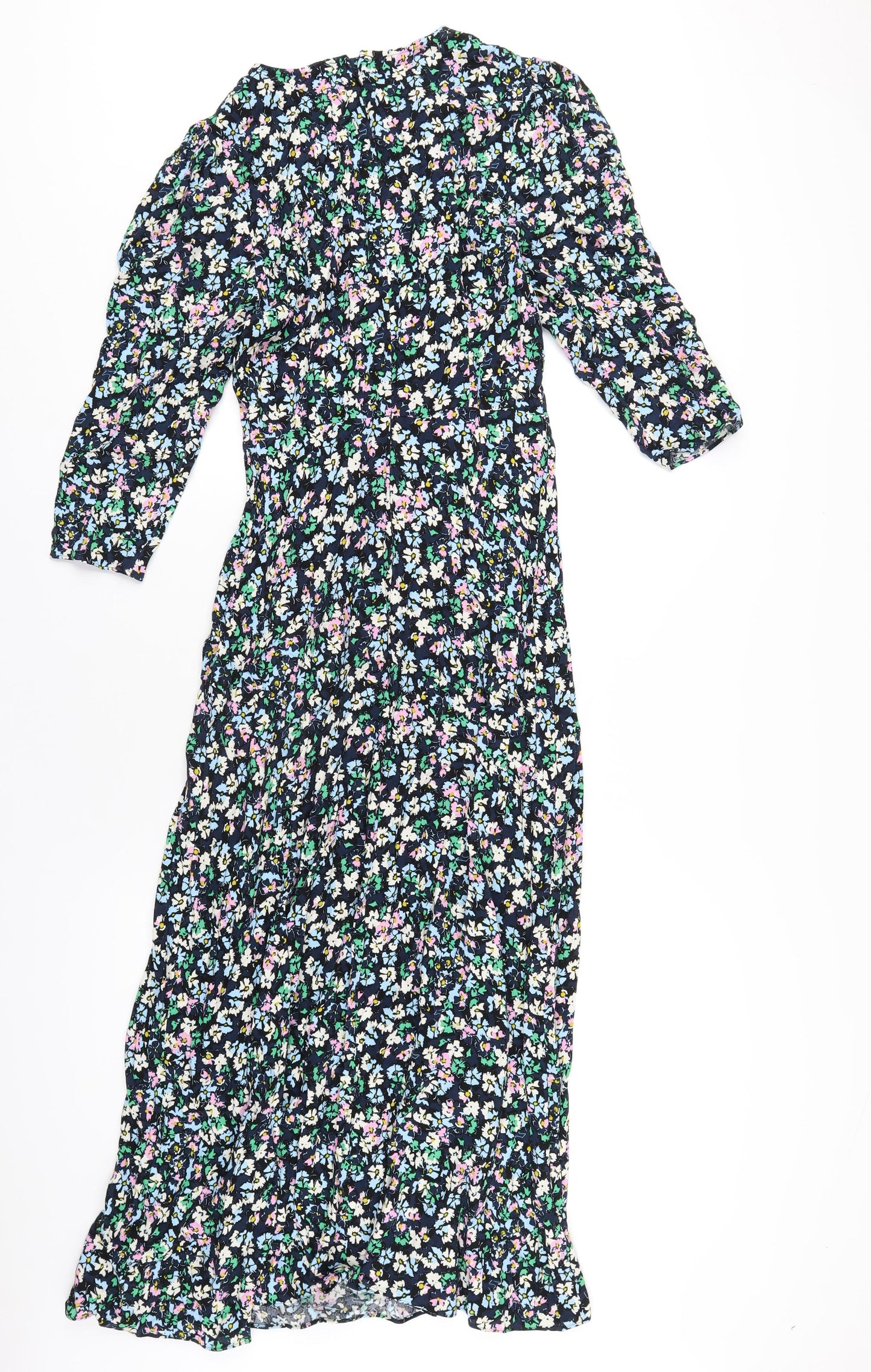 Marks and Spencer Womens Multicoloured Floral Viscose A-Line Size 8 Roll Neck Zip
