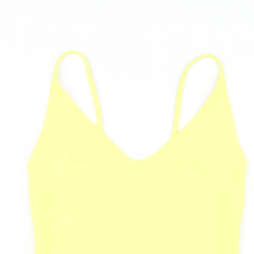 H&M Womens Yellow Polyester Bodysuit One-Piece Size S Snap