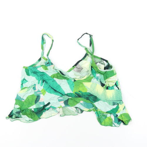 ASOS Womens Green Geometric Viscose Camisole T-Shirt Size 4 V-Neck