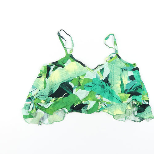 ASOS Womens Green Geometric Viscose Camisole T-Shirt Size 4 V-Neck