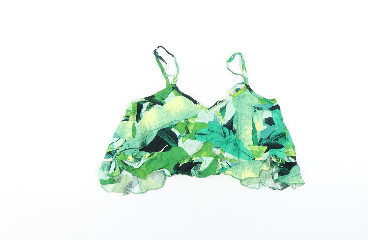 ASOS Womens Green Geometric Viscose Camisole T-Shirt Size 4 V-Neck