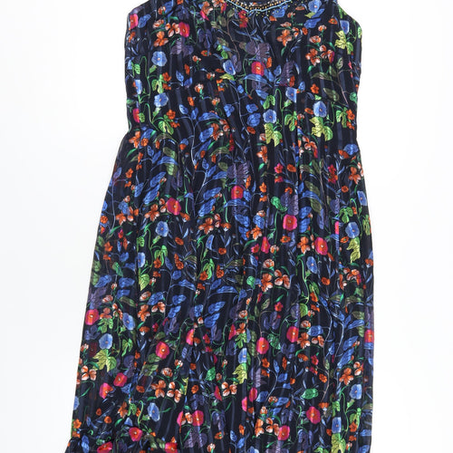 Marks and Spencer Womens Multicoloured Geometric Polyester A-Line Size 10 V-Neck Pullover