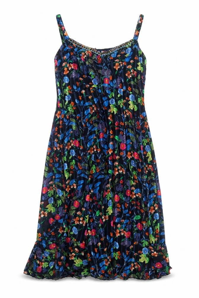 Front view of Marks & Spencer women’s multicoloured geometric polyester a-line, size UK 10, v-neck pullover