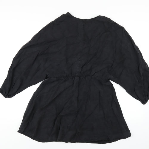 Zara Womens Black Polyester A-Line Size M V-Neck Pullover