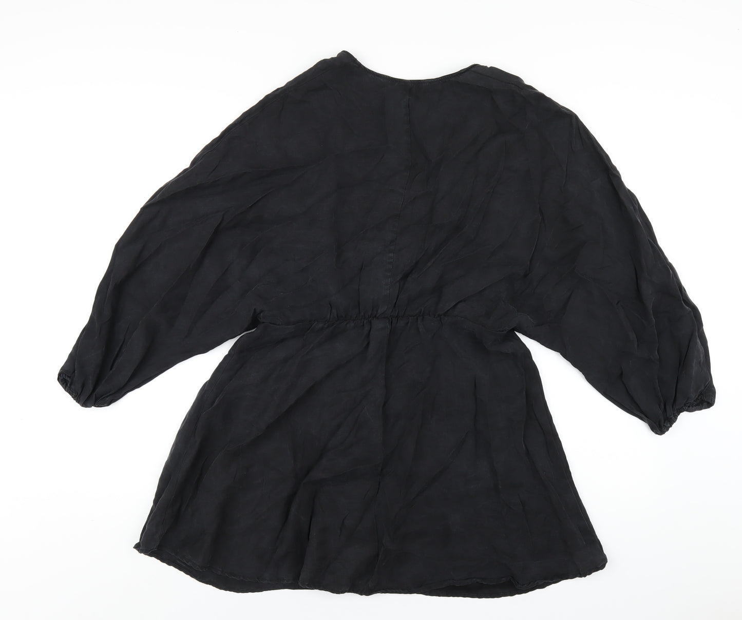 Zara Womens Black Polyester A-Line Size M V-Neck Pullover