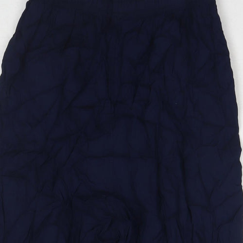 Uniqlo Womens Blue Viscose Cropped Trousers Size S Regular Drawstring