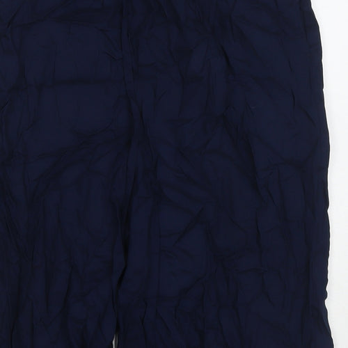 Uniqlo Womens Blue Viscose Cropped Trousers Size S Regular Drawstring