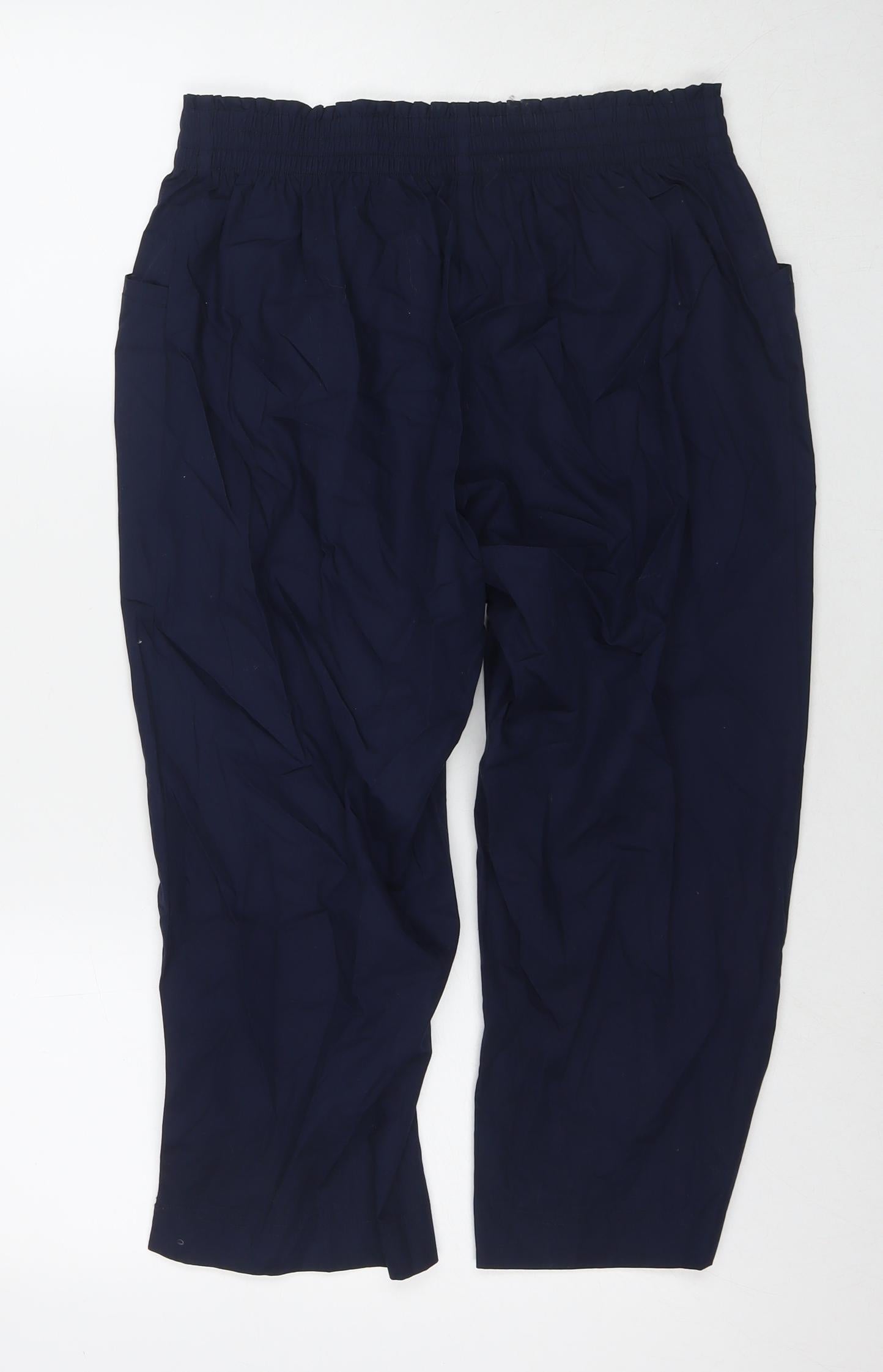 Bonmarché Womens Blue Cotton Cropped Trousers Size 12 Regular