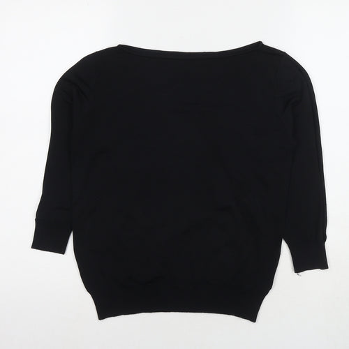 NEXT Womens Black Round Neck Viscose Pullover Jumper Size 14