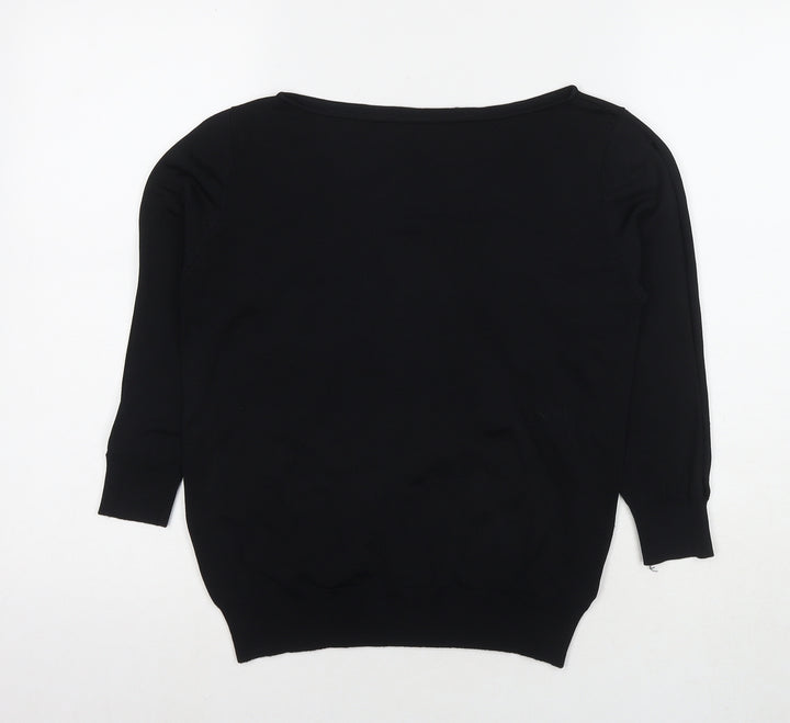 NEXT Womens Black Round Neck Viscose Pullover Jumper Size 14