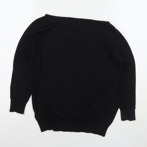 NEXT Womens Black Round Neck Viscose Pullover Jumper Size 14