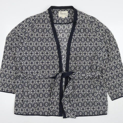 Marks and Spencer Womens Blue Geometric Jacket Blazer Size 20 Tie
