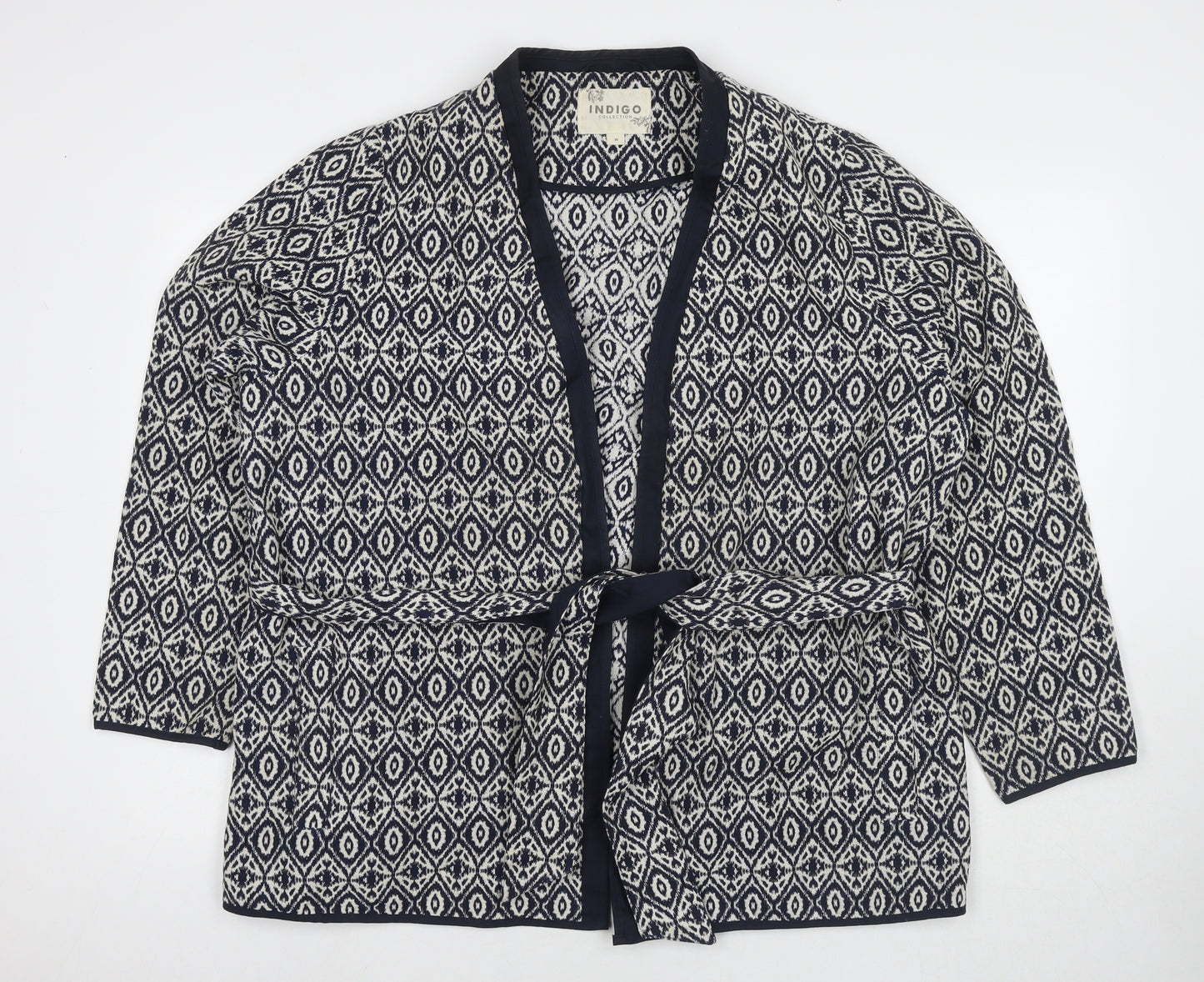 Marks and Spencer Womens Blue Geometric Jacket Blazer Size 20 Tie
