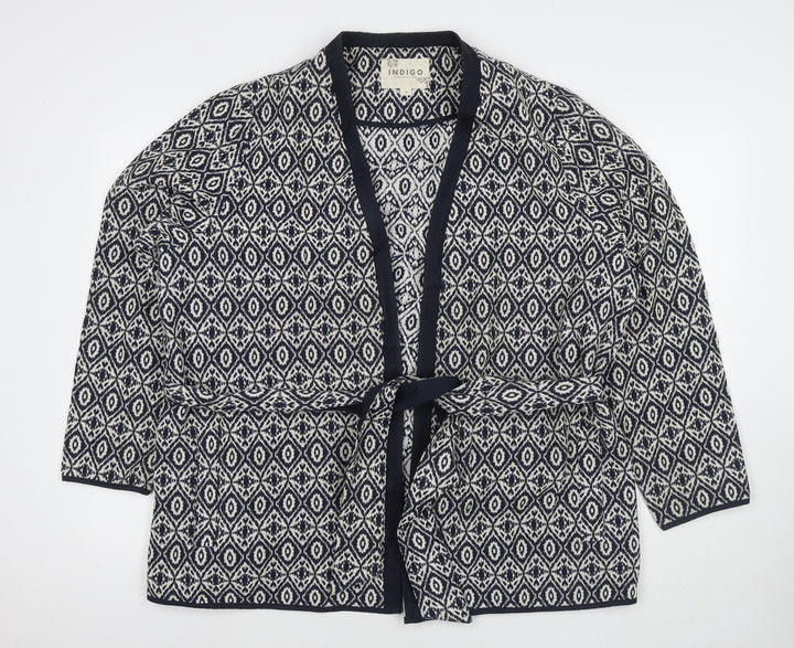 Marks and Spencer Womens Blue Geometric Jacket Blazer Size 20 Tie