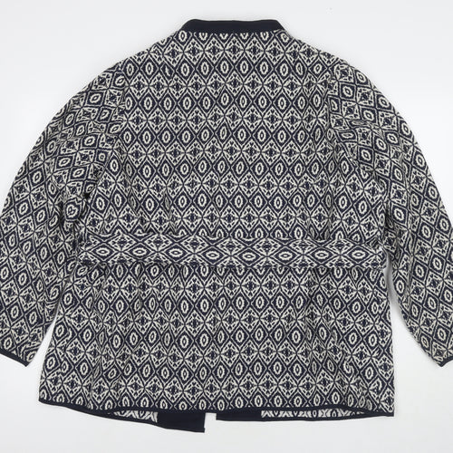 Marks and Spencer Womens Blue Geometric Jacket Blazer Size 20 Tie