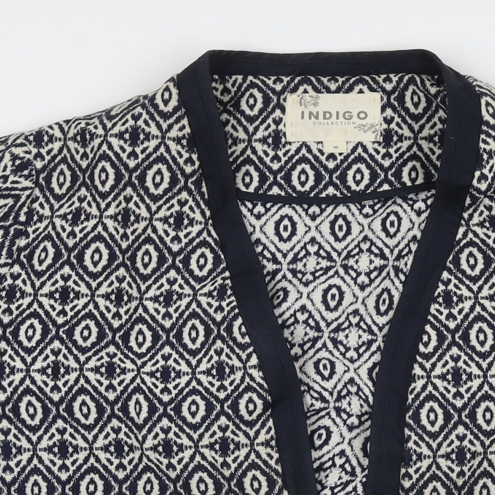Marks and Spencer Womens Blue Geometric Jacket Blazer Size 20 Tie