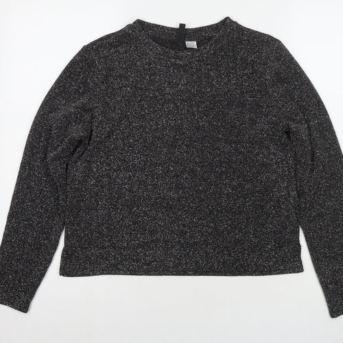 Divided by H&M Womens Black Polyester Basic Blouse Size S Round Neck