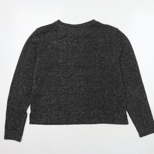 Divided by H&M Womens Black Polyester Basic Blouse Size S Round Neck