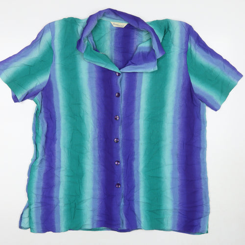 Design Essentials Womens Multicoloured Striped Viscose Basic Button-Up Size 20 Collared