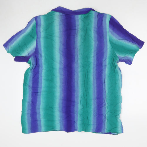 Design Essentials Womens Multicoloured Striped Viscose Basic Button-Up Size 20 Collared
