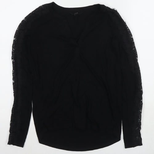 NEXT Womens Black Viscose Basic Blouse Size 6 V-Neck