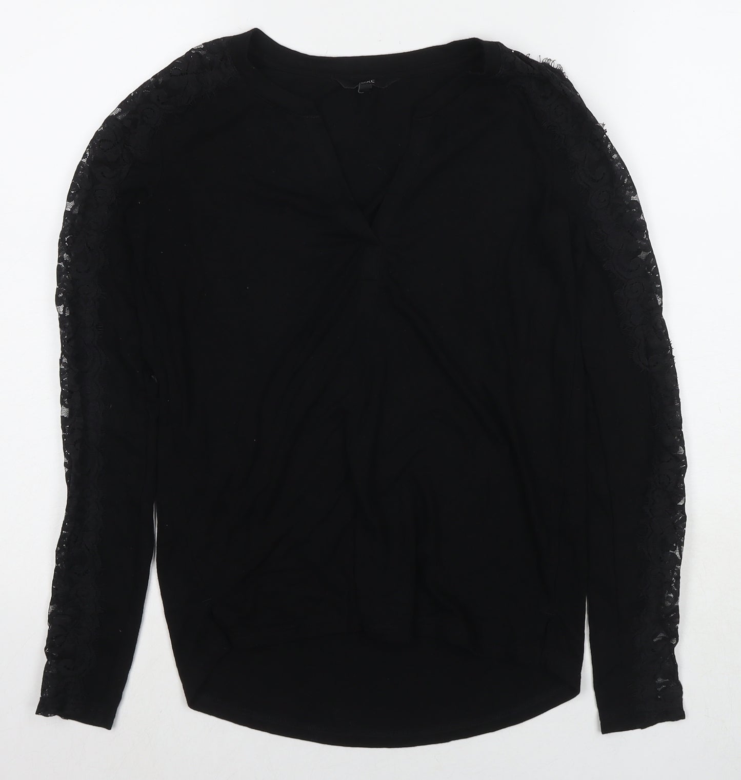 NEXT Womens Black Viscose Basic Blouse Size 6 V-Neck