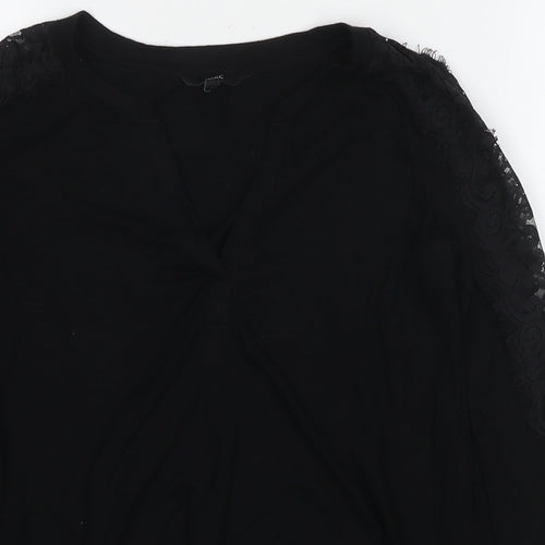NEXT Womens Black Viscose Basic Blouse Size 6 V-Neck