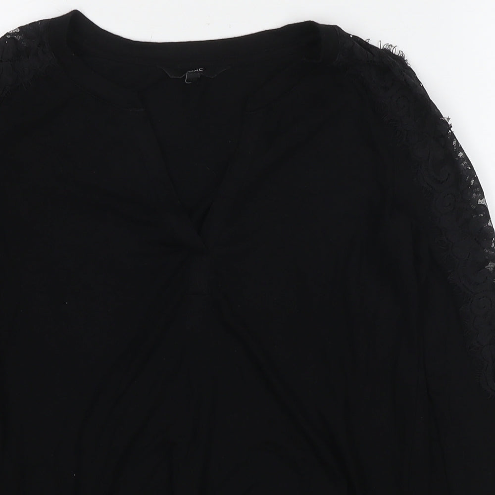 NEXT Womens Black Viscose Basic Blouse Size 6 V-Neck