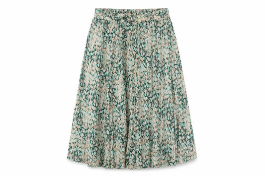 Front view of H&M women’s multicoloured geometric polyester maxi skirt, size L, tie