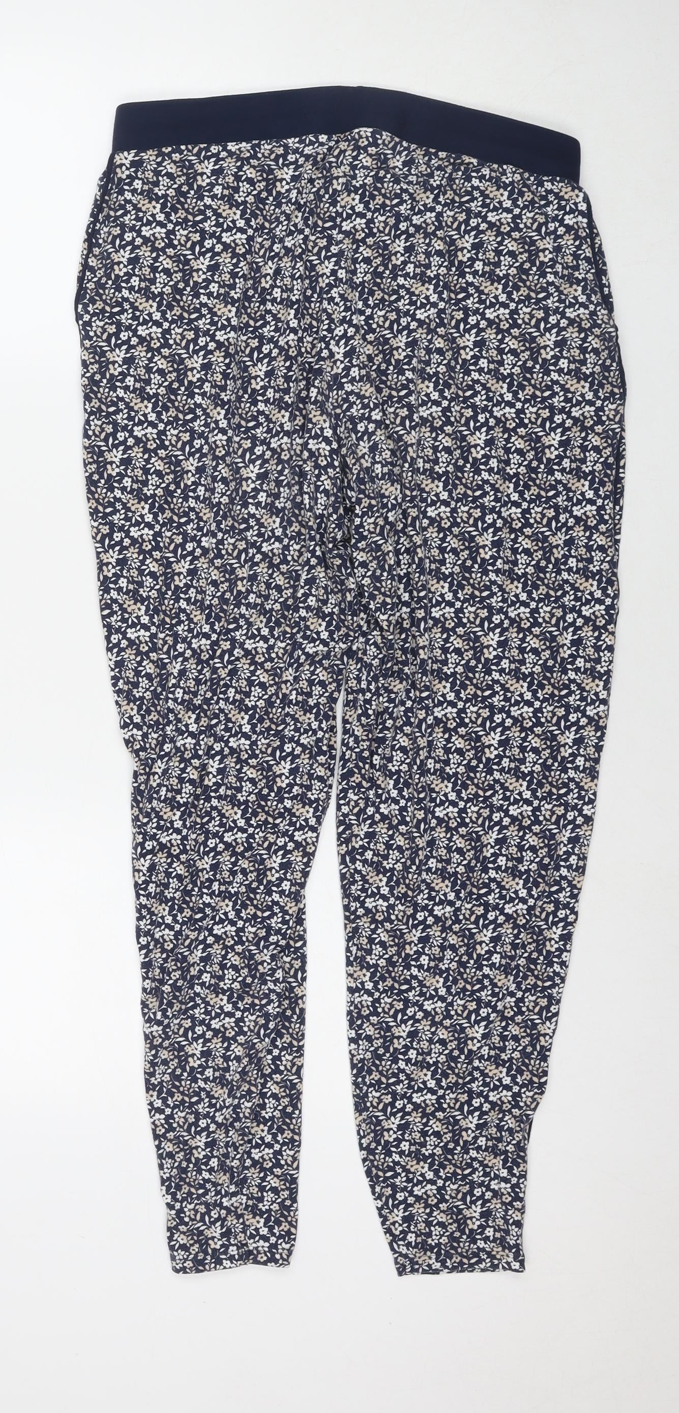 NEXT Womens Blue Geometric Viscose Harem Trousers Size 12 L28 in Regular