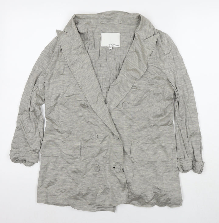 Phillp Drum Womens Grey Jacket Blazer Size M Button