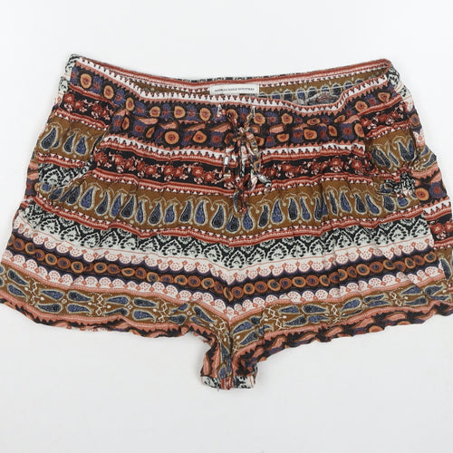 American Eagle Outfitters Womens Multicoloured Geometric Viscose Hot Pants Shorts Size M L3 in Regular Drawstring