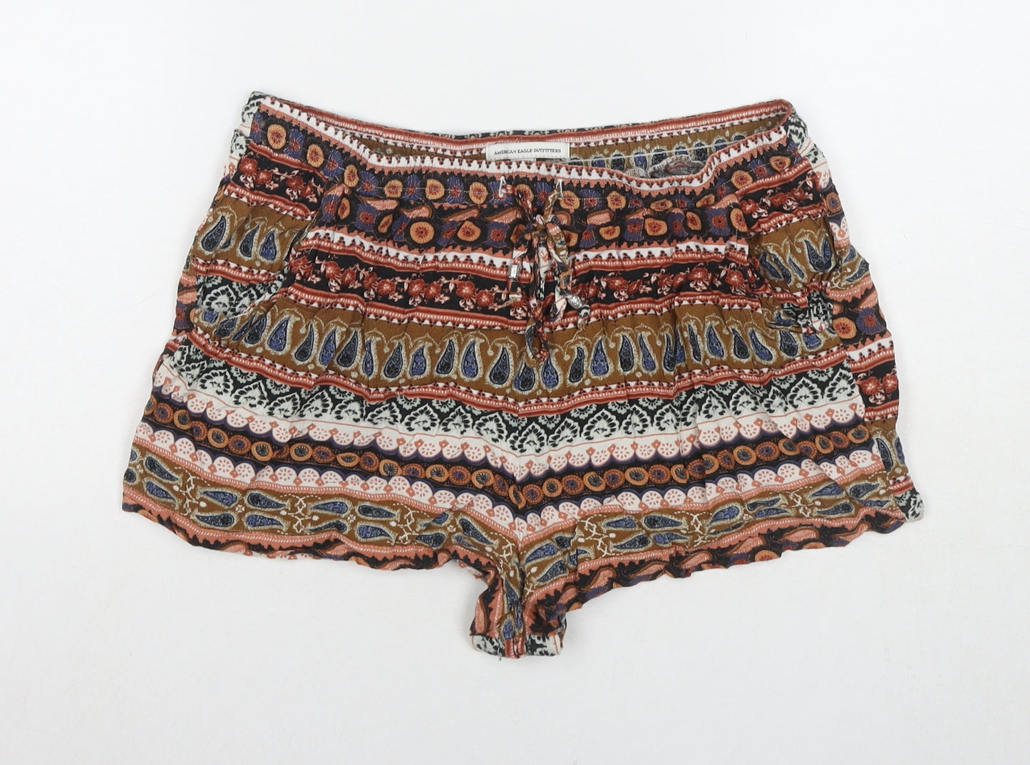 American Eagle Outfitters Womens Multicoloured Geometric Viscose Hot Pants Shorts Size M L3 in Regular Drawstring