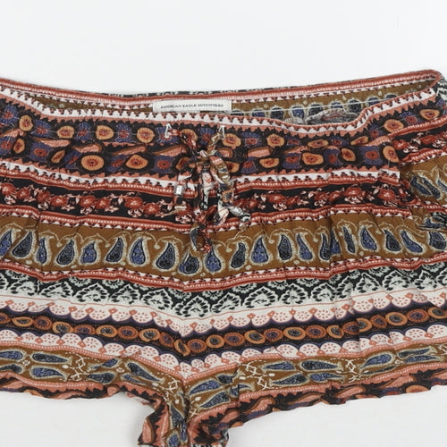 American Eagle Outfitters Womens Multicoloured Geometric Viscose Hot Pants Shorts Size M L3 in Regular Drawstring