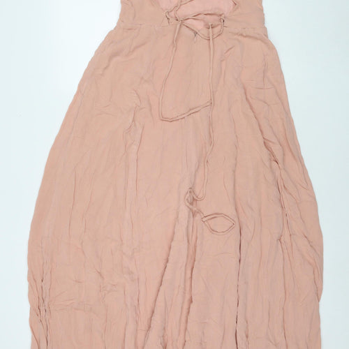 ASOS Womens Beige Viscose Maxi Size 12 Square Neck Zip