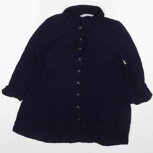 Red Herring Womens Blue Viscose Basic Button-Up Size 8 Collared