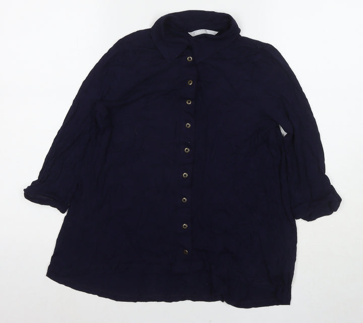 Red Herring Womens Blue Viscose Basic Button-Up Size 8 Collared