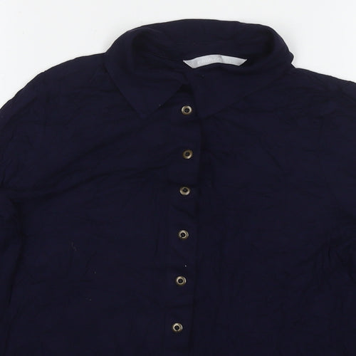 Red Herring Womens Blue Viscose Basic Button-Up Size 8 Collared