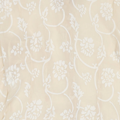NEXT Womens Beige Floral Polyester Tunic Button-Up Size 14 Roll Neck