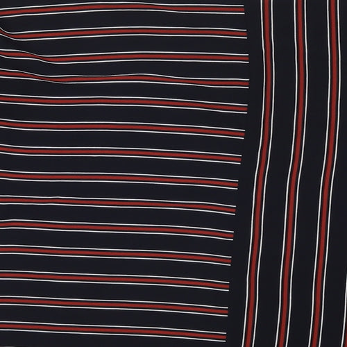 Marks and Spencer Womens Blue Striped Polyester Basic T-Shirt Size 10 Round Neck