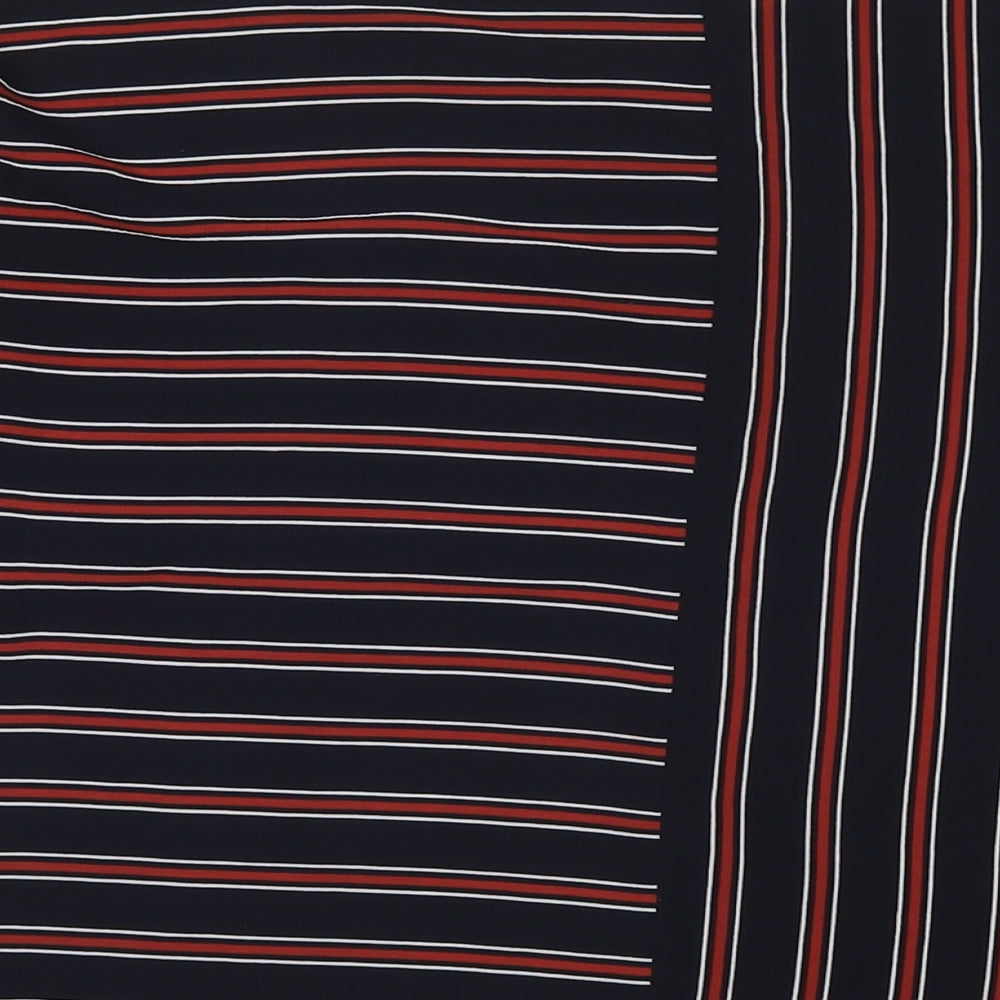 Marks and Spencer Womens Blue Striped Polyester Basic T-Shirt Size 10 Round Neck