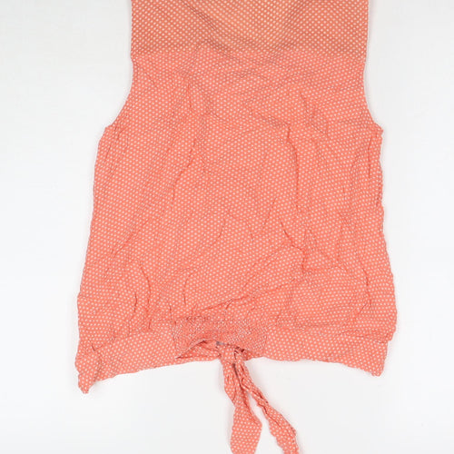 NEXT Womens Orange Polka Dot Viscose Basic T-Shirt Size 12 Round Neck