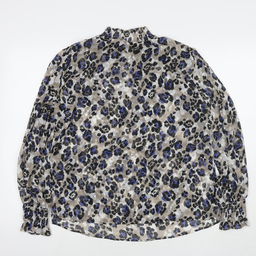 Marks and Spencer Womens Multicoloured Animal Print Polyester Basic Blouse Size 10 Round Neck - Leopard Print