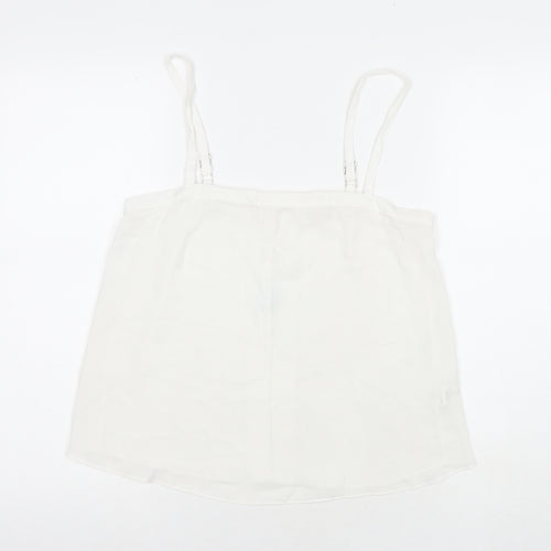 River Island Womens White Polyester Basic Button-Up Size 12 Square Neck